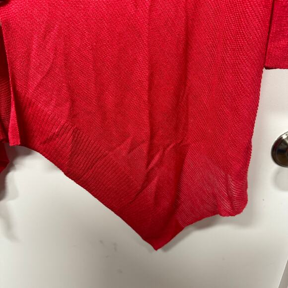 Chicos Womens Strawberry Red Open Front Drape Cardigan Sweater Size 2/Large Knit - Picture 4 of 8